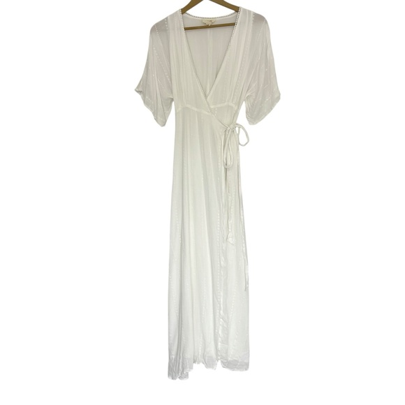 If By Sea White Wrap Maxi Dress Size Small Boho Coastal Resortwear Travel - Picture 1 of 4